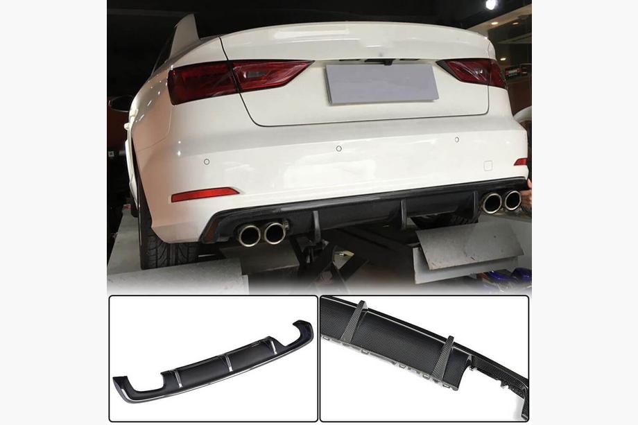 Audi A3 2012–2020 Achterbumper diffuser V1 (voor Base Sedan 2012-2016, carbon) Image