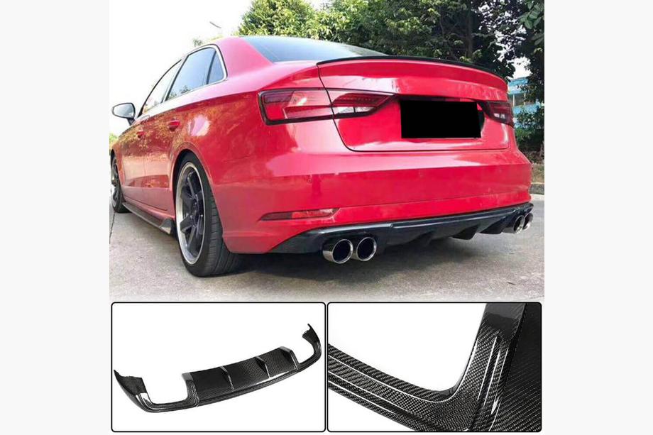 Audi A3 2012–2020 Achterbumper diffuser (voor Base Sedan 2017-2020, carbon) Image