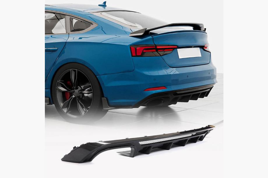 Audi A5 2016–2025 Achterbumper diffuser V3 (voor S-Line 2016-2020, carbon) Image