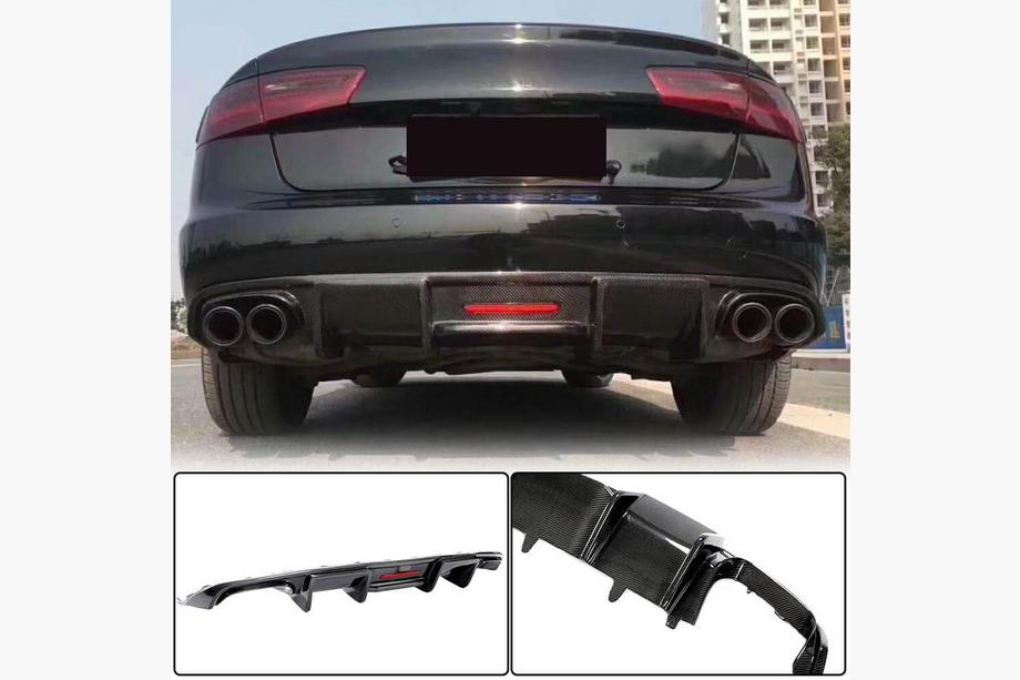 Audi A6 C7 2011–2017 Achterbumper diffuser carbon (voor Base 2014-2018) Image
