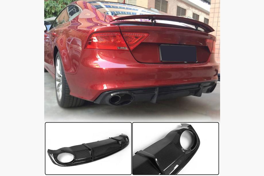 Audi A7 2010–2018 Achterbumper diffuser V3 (voor S-Line, 2010-2014, carbon) Image