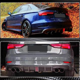 Achterbumperdiffuser met LED remlicht V2 (voor RS3 2017-2019, carbon) Audi A3 2012–2020 foto 4