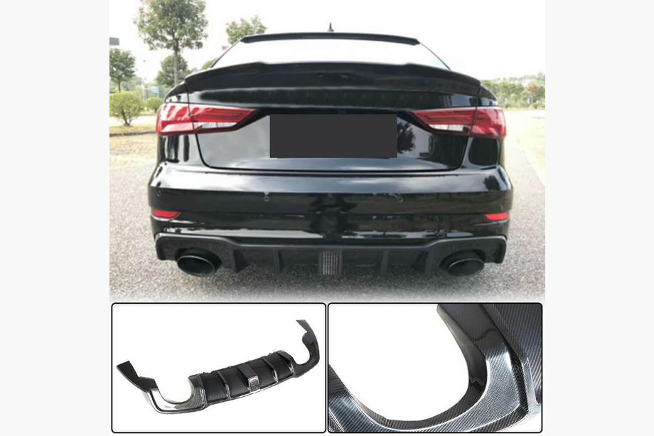 Audi A3 2012–2020 Achterbumperdiffuser met LED remlicht V2 (voor RS3 2017-2019, carbon) Image