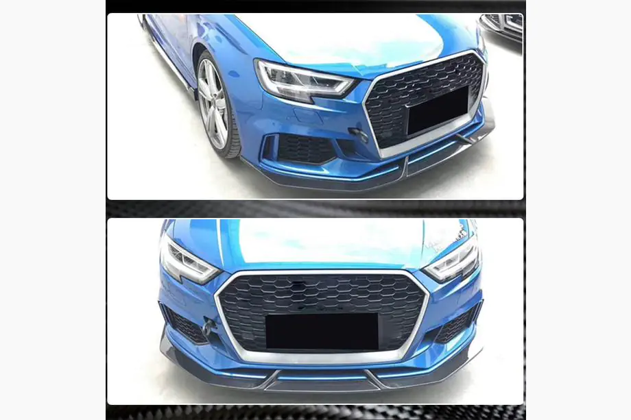 Audi A3 2012–2020 V4 voorbumper splitter (voor RS3 Sedan 2017-2020, carbon) Foto 5