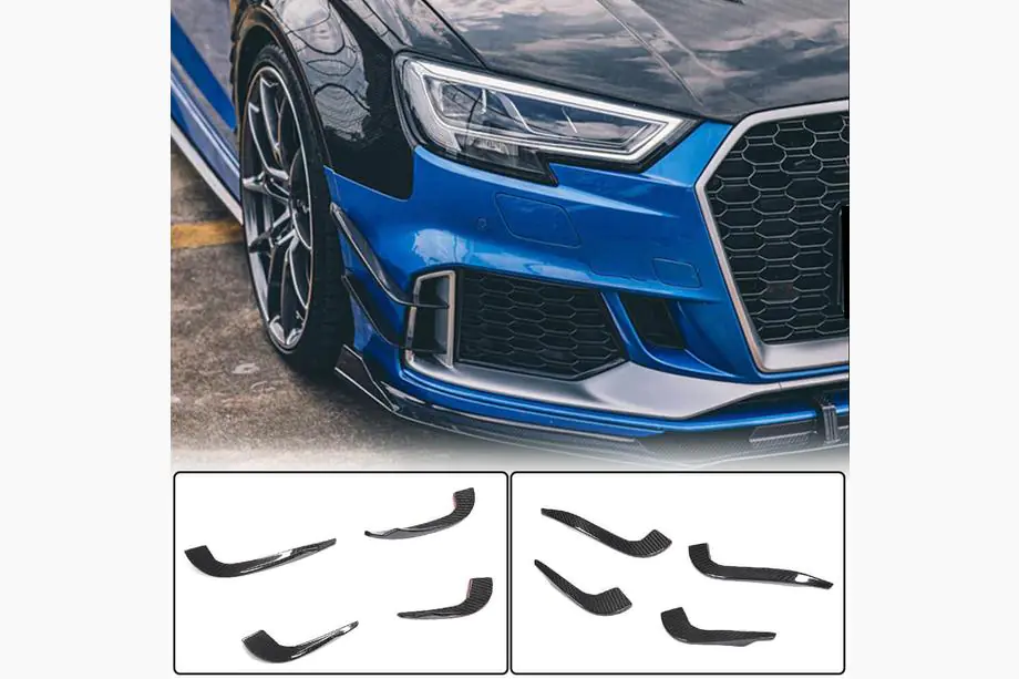 Audi A3 2012–2020 Frontbumper lip V2 (voor RS3 Sedan 2017-2020, carbon) Image