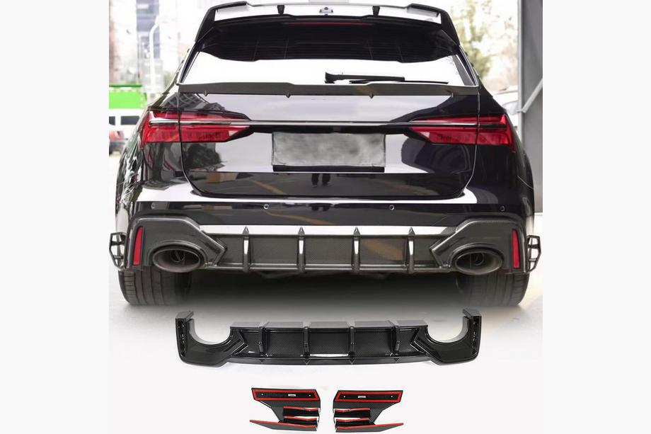 Audi A6 C8 2018–2025 Achterbumper diffuser (voor RS6, carbon) Image