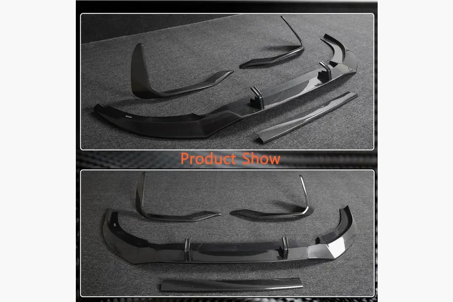 Audi Q8 2018– Voorbumper lip spoiler (2021+, Carbon) foto 5