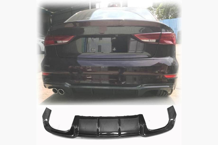 Audi A3 2012–2020 Achterbumper diffuser V4 (voor S-Line Sedan 2017-2020, carbon) Image