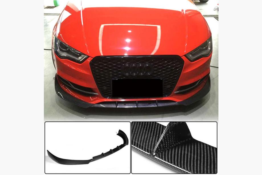 Audi A3 2012–2020 Voorbumper lip Lip V2 (voor S-Line Sedan 2012-2016, carbon) Image
