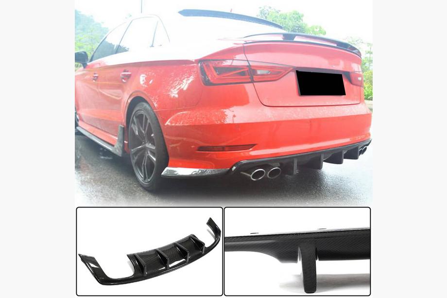 Audi A3 2012–2020 Achterbumper diffuser V3 (voor S-Line Sedan 2012-2016, carbon) Image