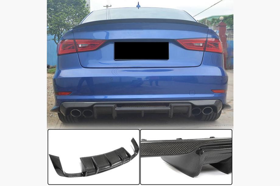 Audi A3 2012–2020 Achterbumper diffuser V1 (voor S-Line Sedan 2012-2016, carbon) Image