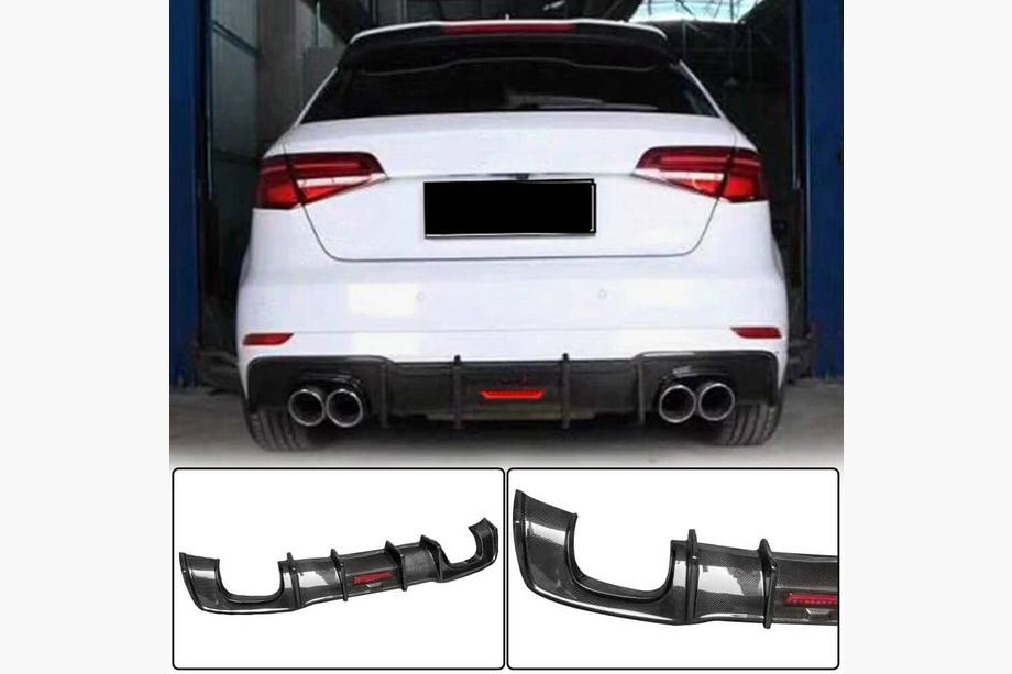 Audi A3 2012–2020 Achterbumper diffuser V1 (voor S-Line HB 2017-2020, carbon) Image