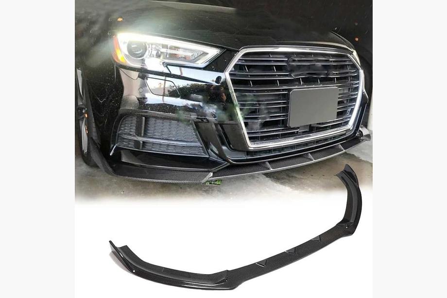 Audi A3 2012–2020 Voorbumper lip Lip V1 (voor S-Line 2017-2020 Sedan, carbon) Image