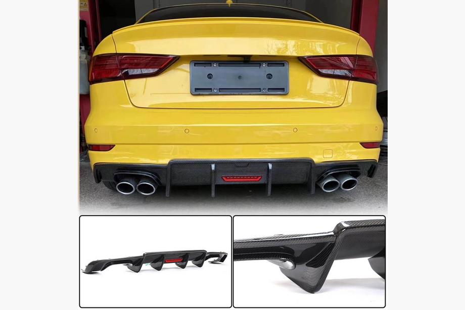 Audi A3 2012–2020 Achterbumperdiffuser V3 (voor S-Line Sedan 2017-2020, carbon) Image