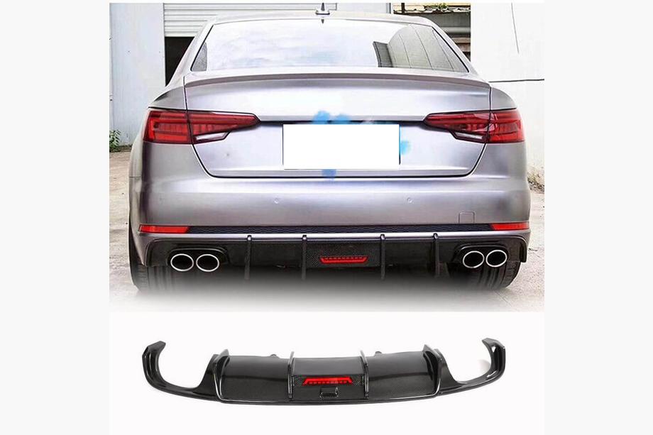 Audi A4 B9 2015–2024 Achterbumper diffuser V1 (voor S-Line Sedan 2015-2019, carbon) Image