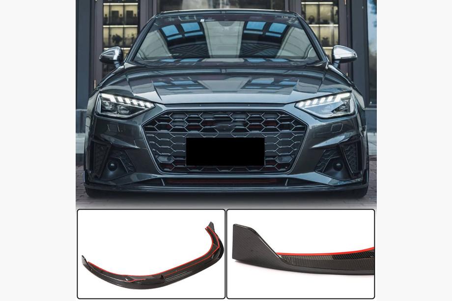Audi A4 B9 2015–2024 Front bumper lipspoiler Lip V1 (voor S-Line Sedan 2019-2024, carbon) Image