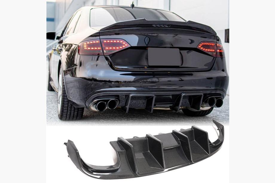 Audi A4 B8 2007–2015 Achterbumper diffuser V1 (voor S4 2009-2012, carbon) Image