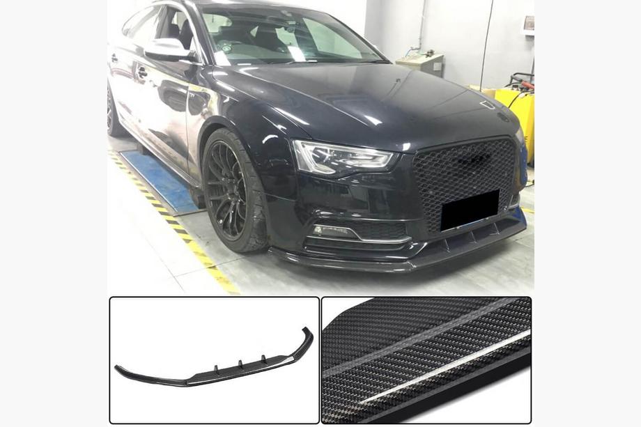 Audi A5 2007–2015 Voorbumper lip Lip V4 (voor S-Line 2012-2015, carbon) Image