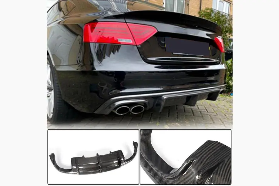 Audi A5 2007–2015 Achterbumper diffuser V3 (voor S-Line 2012-2015, carbon) Image