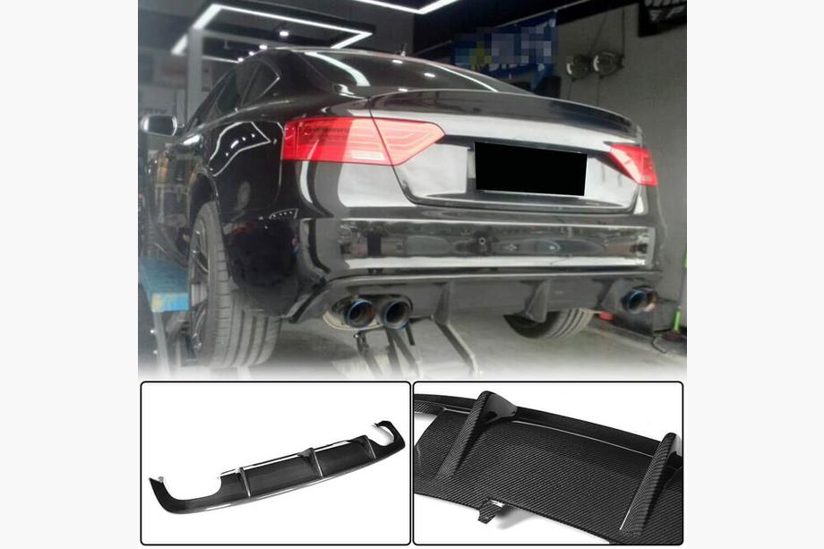 Audi A5 2007–2015 Achterbumper diffuser V1 (voor S-Line 2012-2015, carbon) Image