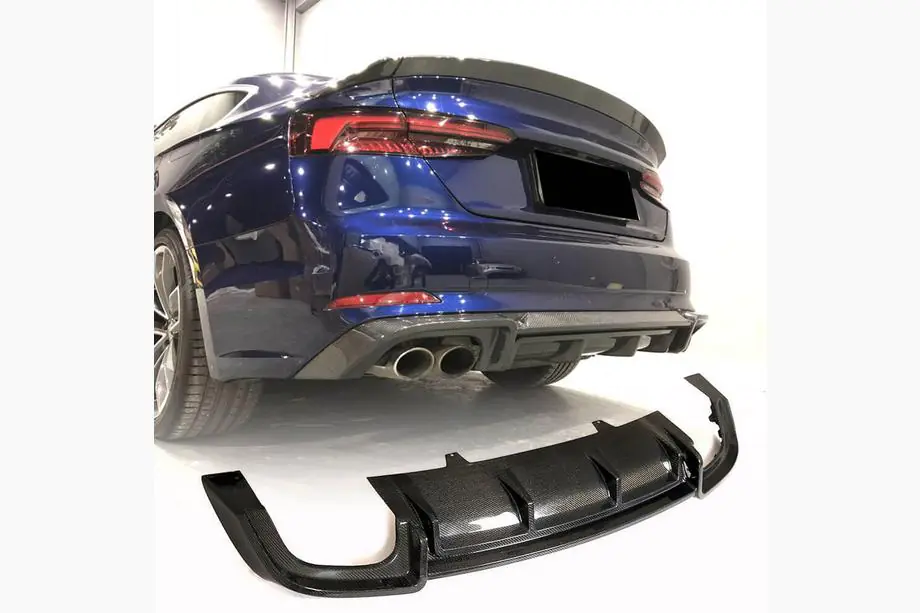 Audi A5 2016–2025 Achterbumper diffuser V2 (voor S-Line 2016-2020, carbon) Image