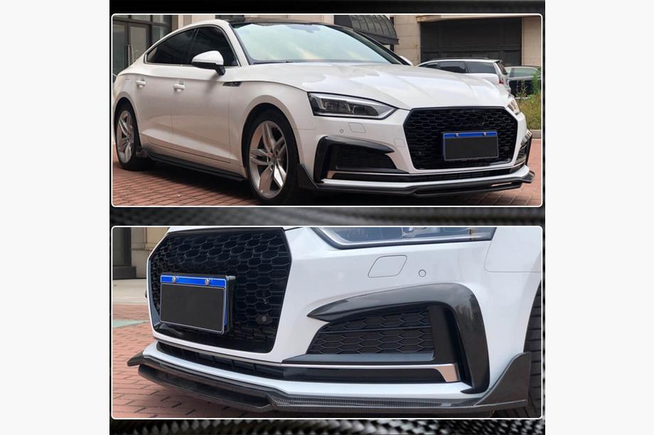 Audi A5 2016–2025 Frontlip voorbumper Lip V2 (voor S-Line 2021-2025, carbon) Foto 3