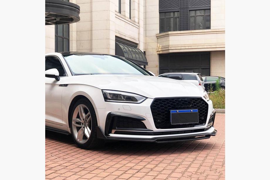 Audi A5 2016–2025 Frontlip voorbumper Lip V2 (voor S-Line 2021-2025, carbon) Foto 4