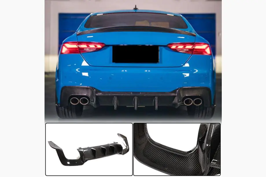 Audi A5 2016–2025 Achterbumper diffuser V1 (voor S-Line 2021-2025, carbon) Image