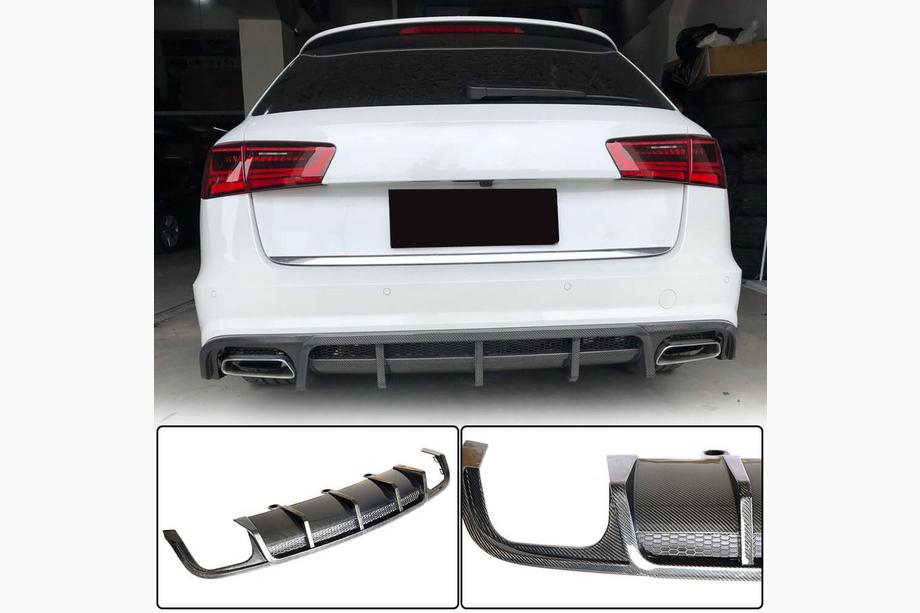 Audi A6 C7 2011–2017 Achterbumper diffuser (voor S-Line Avant 2014-2018, Carbon) Image