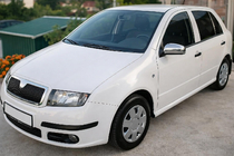 Skoda Fabia 2000–2007 Chromen spiegelkappen 2006↗ (2 stuks, RVS) foto 1