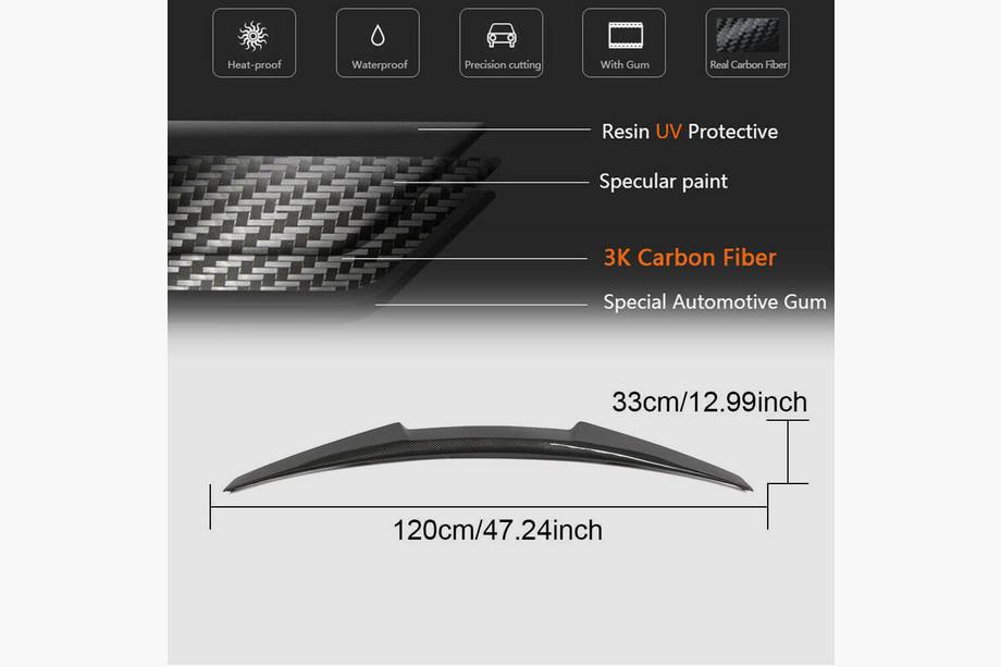 BMW 4 Serie F32/F33/F36 2012–2020 Carbon V6 kofferbakspoiler (voor F36) Foto 5