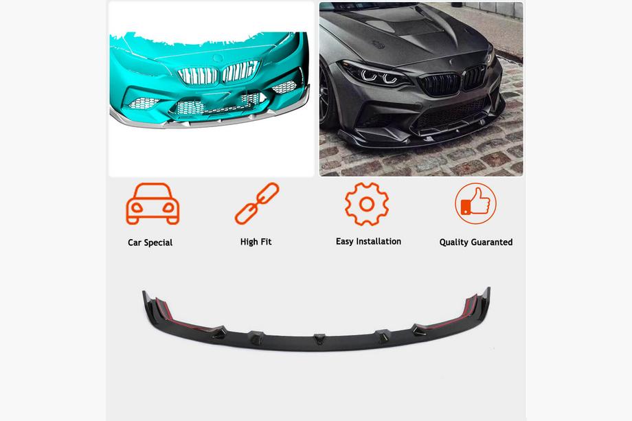 BMW 2-serie F22/F23 2014–2021 Frontbumper lipspoiler Lip V5 (voor F87 M2 Competition, carbon) Foto 2