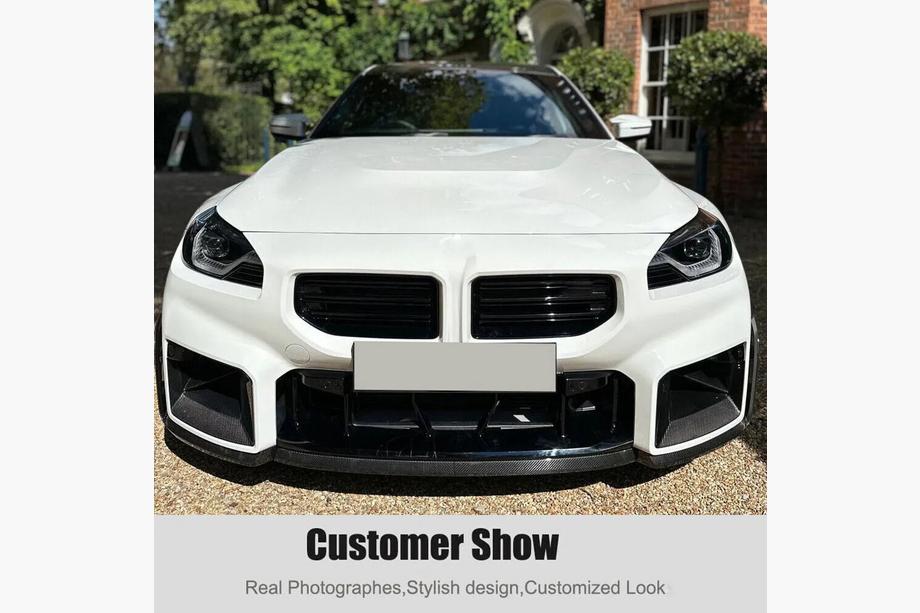 BMW 2 Serie G42 2021– Carbon V2 frontbumper lip (voor G87) Foto 4