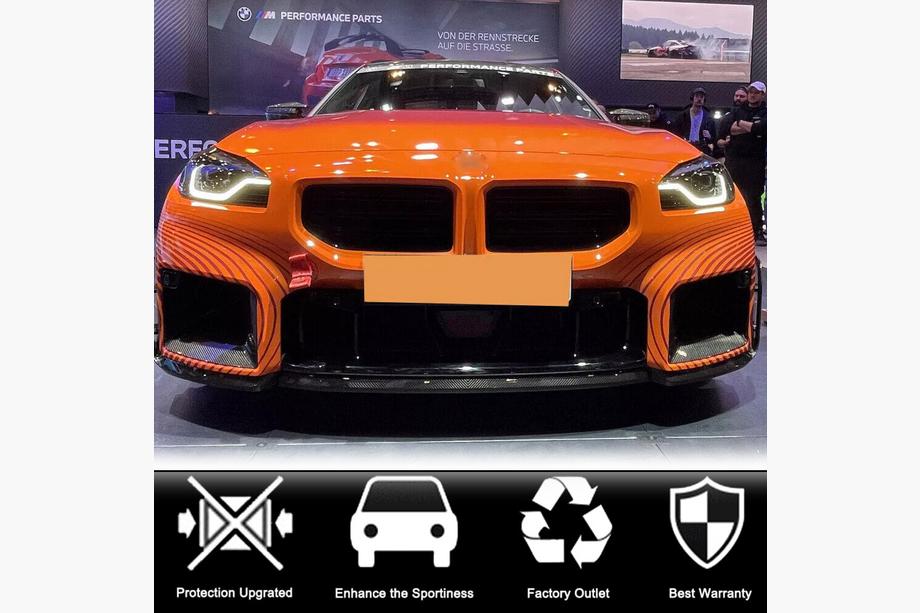 BMW 2 Serie G42 2021– Carbon V2 frontbumper lip (voor G87) Foto 8