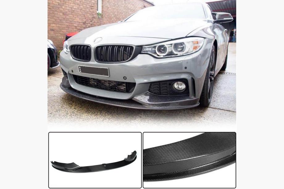 BMW 4 Serie F32/F33/F36 2012–2020 Voorbumper lip spoiler V3 (voor M-Sport, carbon) Image