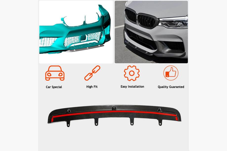 BMW 5 Serie G30/G31 2017–2023 Front bumper lip Lip V5 (voor M5 F90 2017-2020, carbon) Foto 2