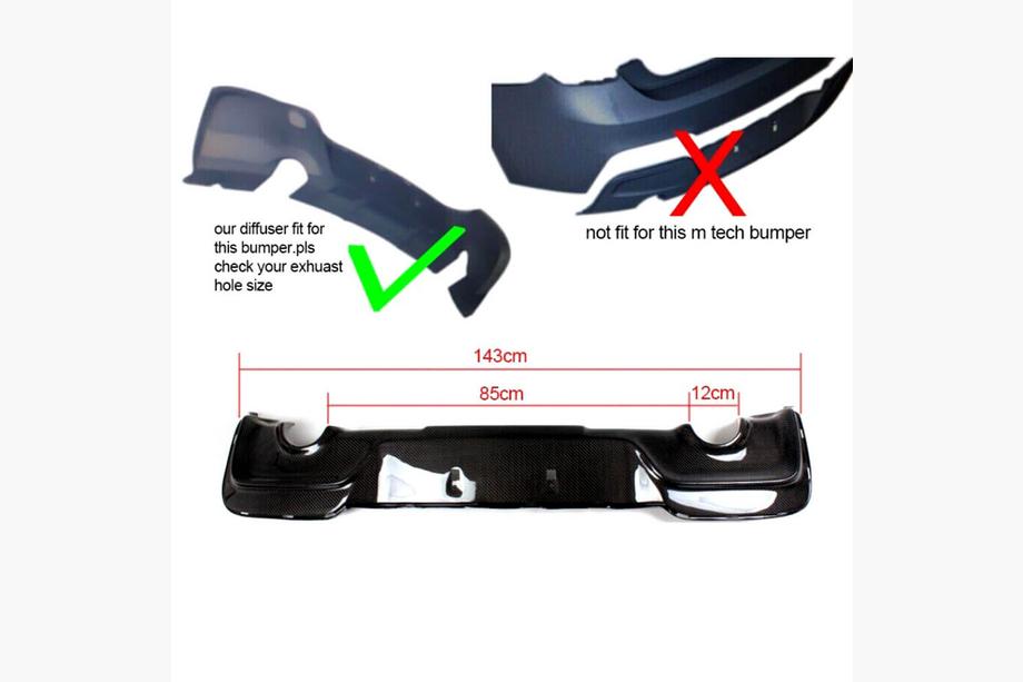 BMW 1 Serie F20/F21 2011–2019 Achterbumper diffuser (voor M135i 2011-2015, carbon) Foto 5