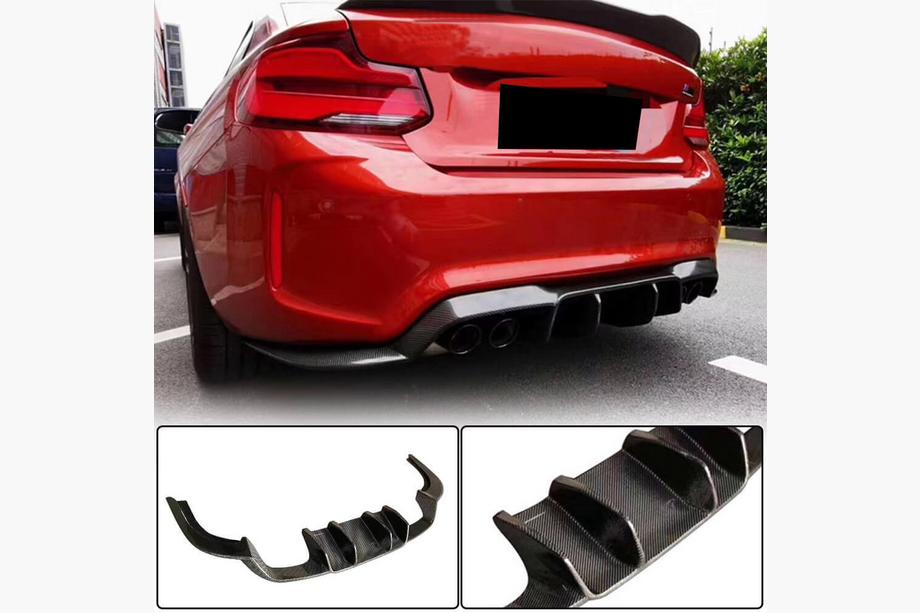 BMW 2-serie F22/F23 2014–2021 Achterbumper diffuser V1 (voor F87 M2/M2C, carbon) Foto 1