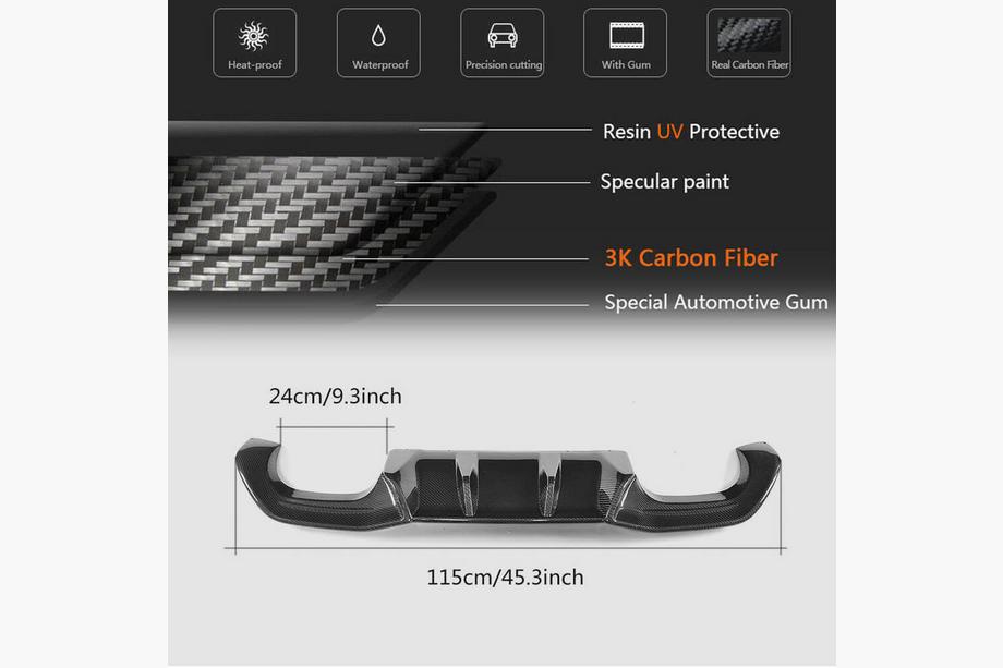 BMW 2-serie F22/F23 2014–2021 Achterbumper diffuser V6 (voor F87 M2/M2С, carbon) Foto 6
