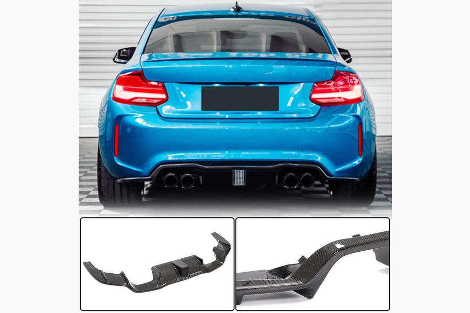 BMW 2-serie F22/F23 2014–2021 V7 achterbumper diffuser (voor F87 M2/M2C, carbon) Image