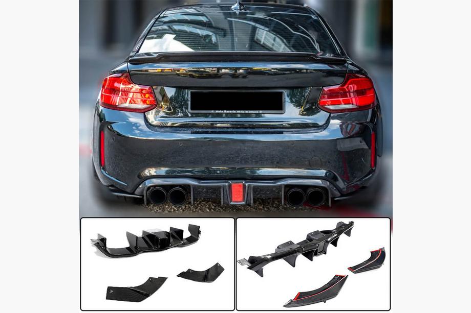 BMW 2-serie F22/F23 2014–2021 V8 achterbumper diffuser (voor F87 M2/M2C, carbon) Image