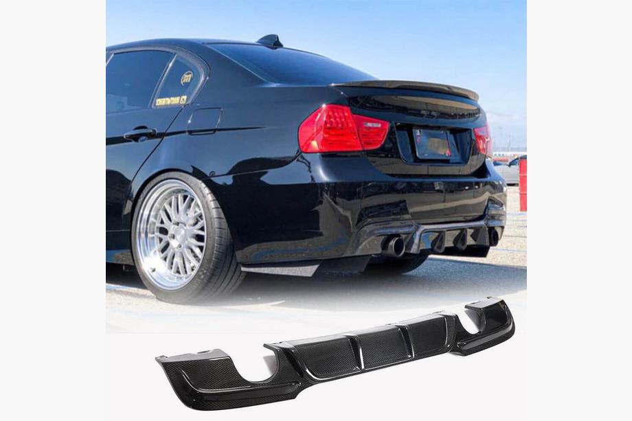 BMW 3-serie E90/E91 2005–2011 Achterbumper diffuser V1 (voor E90 M-Sport, carbon) Image