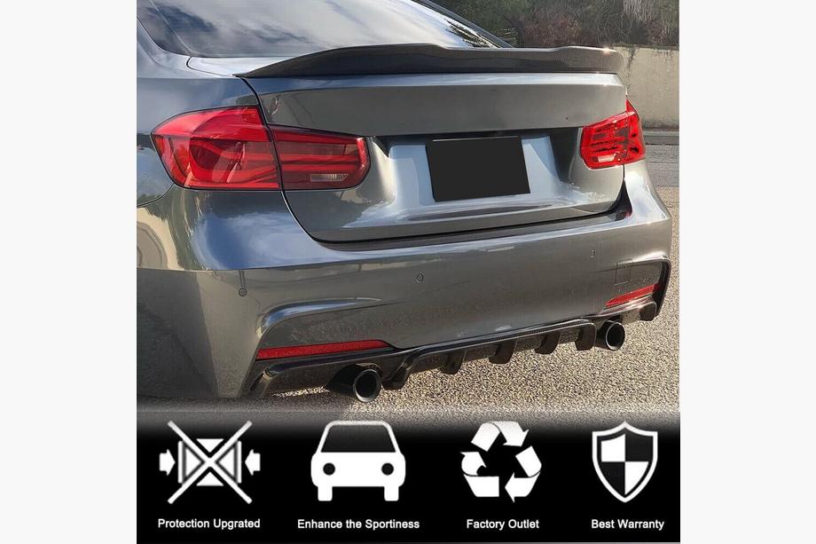 BMW 3 Serie F30/F31 2012–2019 Achterbumperdiffuser V1 (voor F30 M-Sport, carbon) Foto 3