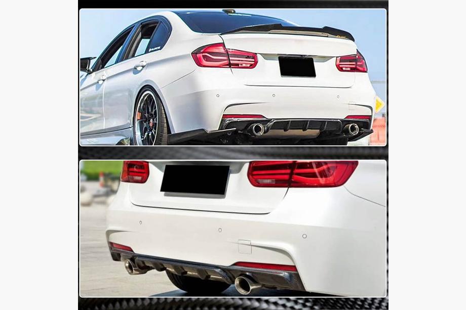BMW 3 Serie F30/F31 2012–2019 Achterbumperdiffuser V1 (voor F30 M-Sport, carbon) Foto 4