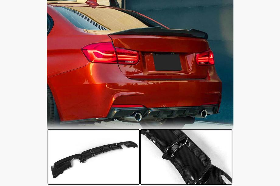 BMW 3 Serie F30/F31 2012–2019 Achterbumperdiffuser Carbon V2 (voor M-Sport) Image