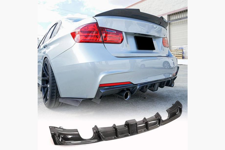 BMW 3 Serie F30/F31 2012–2019 Achterbumper diffuser V2 (voor F30 M-Sport, carbon) Foto 1