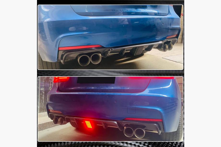 BMW 3 Serie F30/F31 2012–2019 Achterbumper diffuser V2 (voor F30 M-Sport, carbon) Foto 12