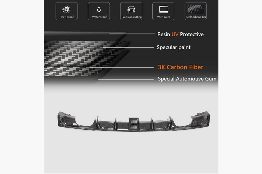 BMW 3 Serie F30/F31 2012–2019 Achterbumper diffuser V2 (voor F30 M-Sport, carbon) Foto 13