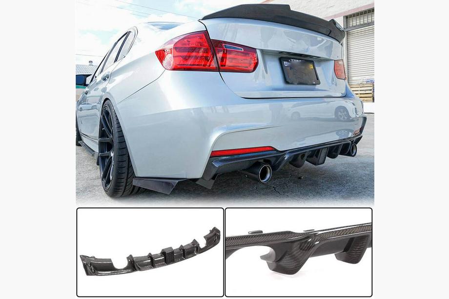 BMW 3 Serie F30/F31 2012–2019 Achterbumper diffuser V2 (voor F30 M-Sport, carbon) Foto 14