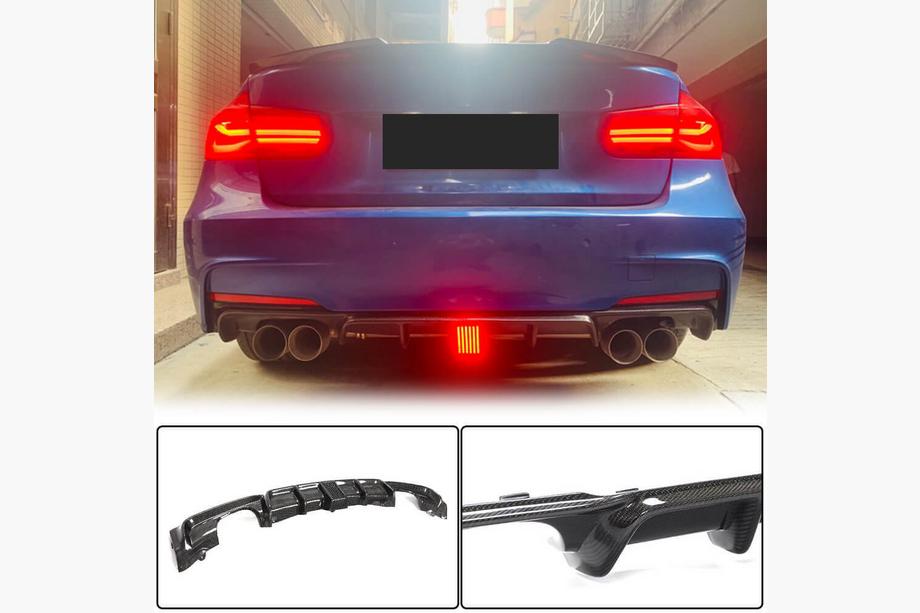 BMW 3 Serie F30/F31 2012–2019 Achterbumper diffuser V2 (voor F30 M-Sport, carbon) Foto 16
